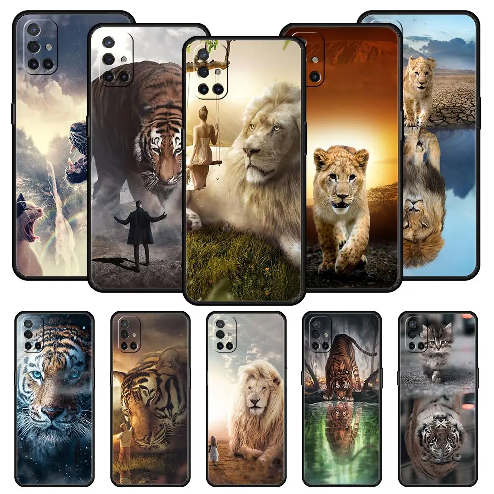 Animal Tiger Lion Phone Case For OnePlus 10 9 8 8T 7 7T Pro 9R 9RT 5G One Plus Nord 2 CE N200 N100 N10 Black Cover Soft Silicone