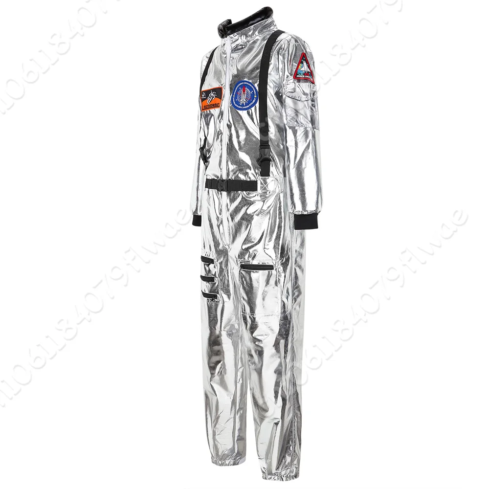 Astronaut Costume for Men Women Space Astronaut Costume for Adults Cosplay Men Flight Uniform Zipper Jumpsuit Plus Size