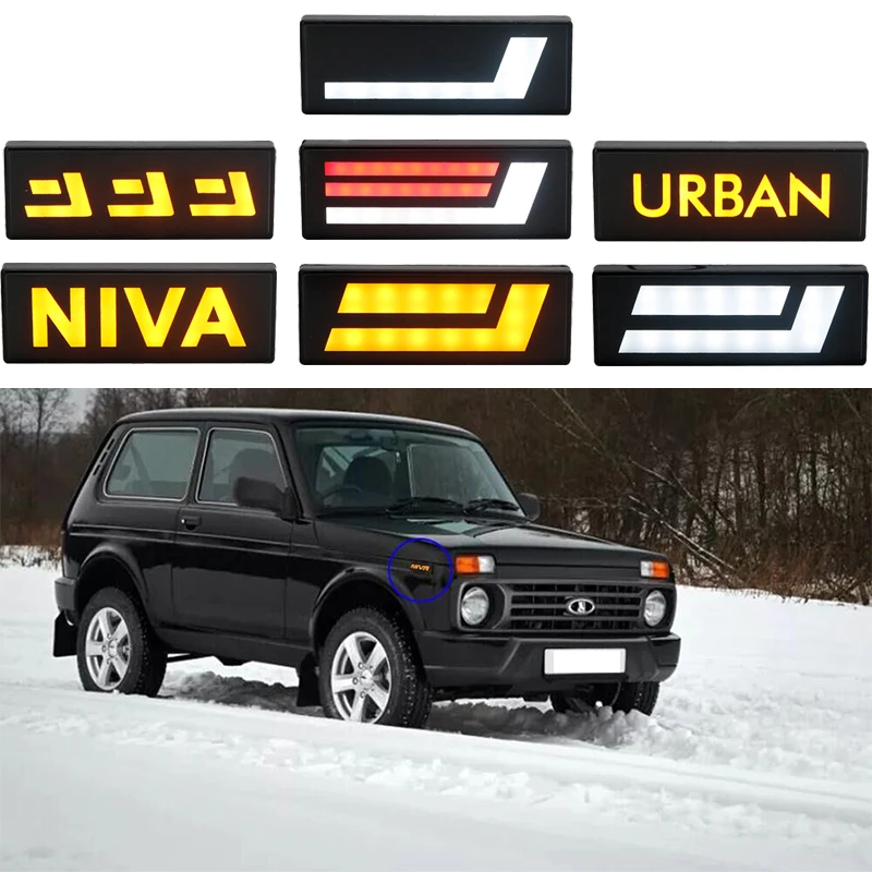 

2Pcs Car External Lights Auto LED Side Marker Lamps Turn Signal Light Indicator For Lada Urban Niva 4x4 1995+ Side Lamps