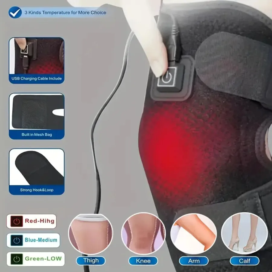 

Electric heating knee pads USB hot compress warm heating knee pads improve old cold legs heating physiotherapy knee pads