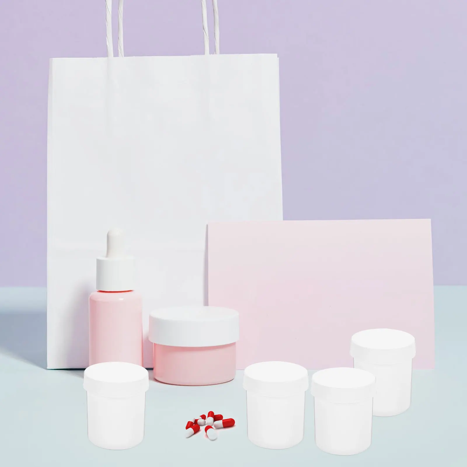 

10Pcs Medicine Capsule Organizer Bottles Durable Plastic Secure Lid Wide Mouth Travel Storage with Cap