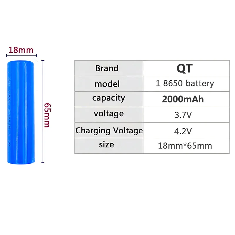 18650 2000 mAh 3,7V Rechargeable Battery for Strong Light Flashlight Headlamp Mobile Phone/medical Equipment