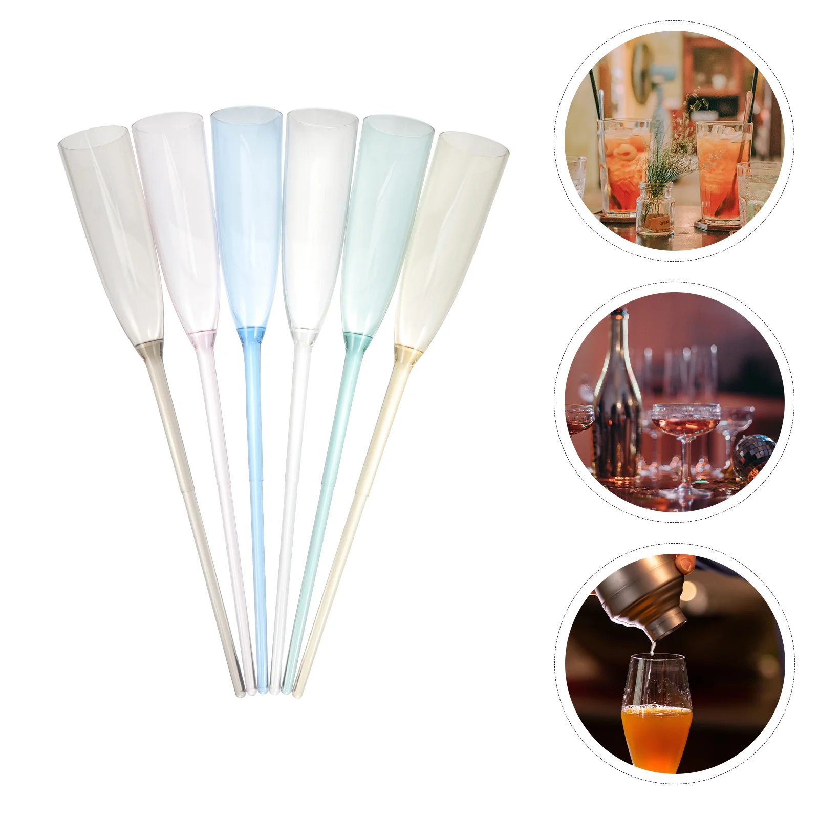 

6 Pcs Acrylic Glass Toasting Flutes Party Drinking Cup Glasses Goblet Wedding