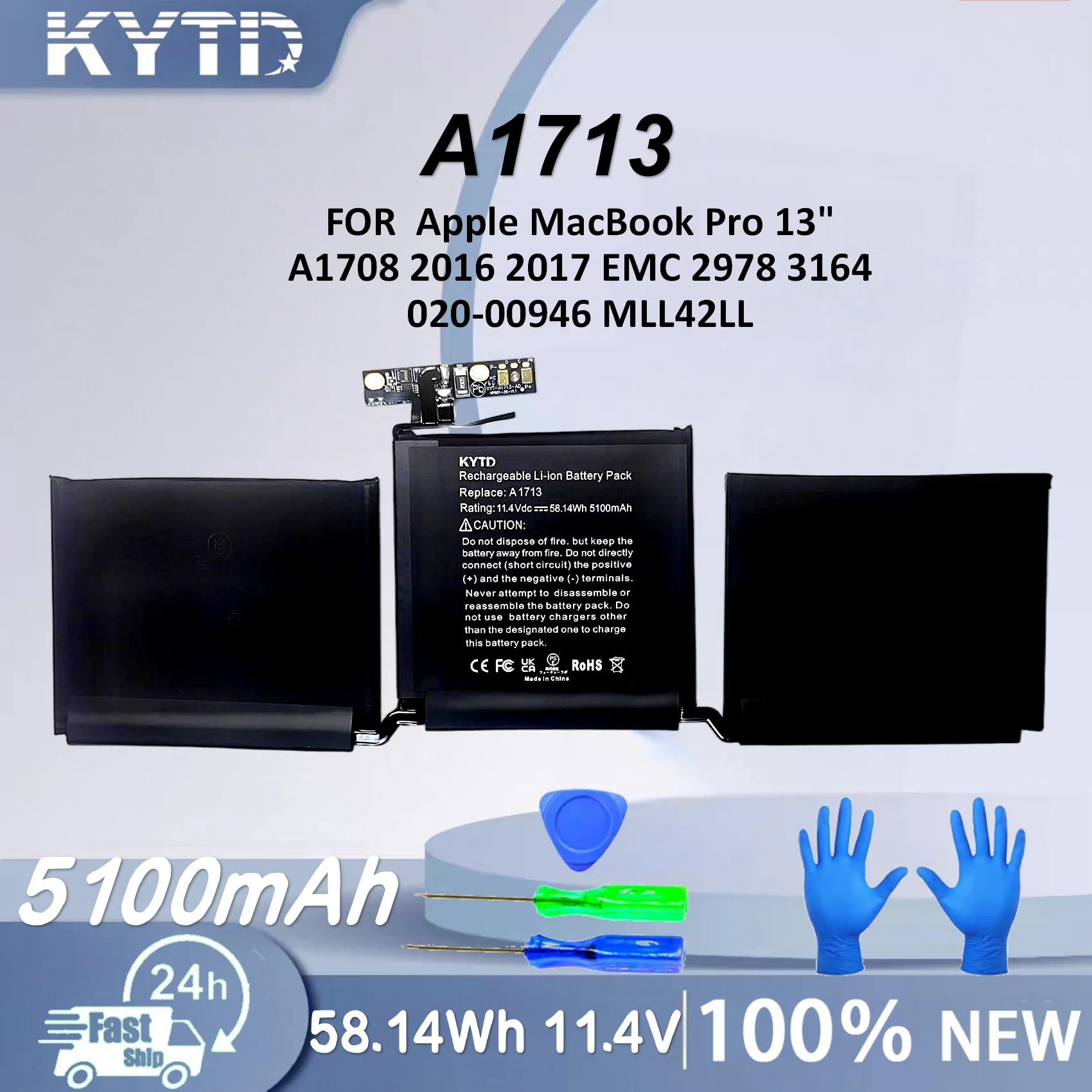 KYTD A1713 Laptop Battery for Apple MacBook Pro 13