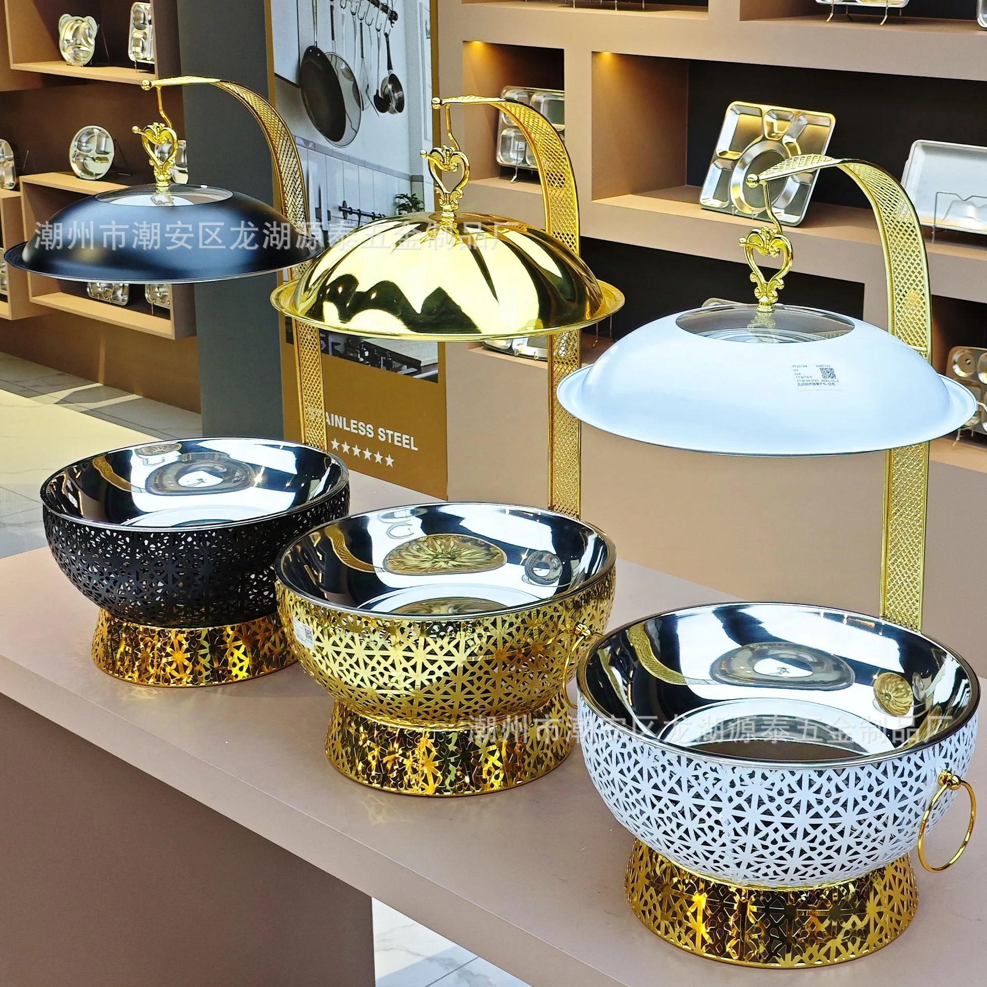 Stainless steel gold disassembly random pattern pumpkin cover hotel restaurant supplies buffet stove chafing dish