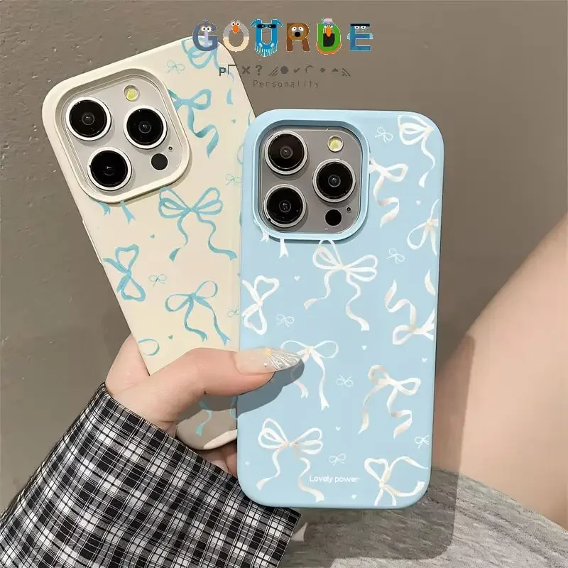 

Gourde Cute Bowknot Pattern Soft SiliconenShockproof Phone Case for Iphone 16 15 14 12 13 11 Pro Max Ip 7 8 Plus X Xs Xr Xs Max
