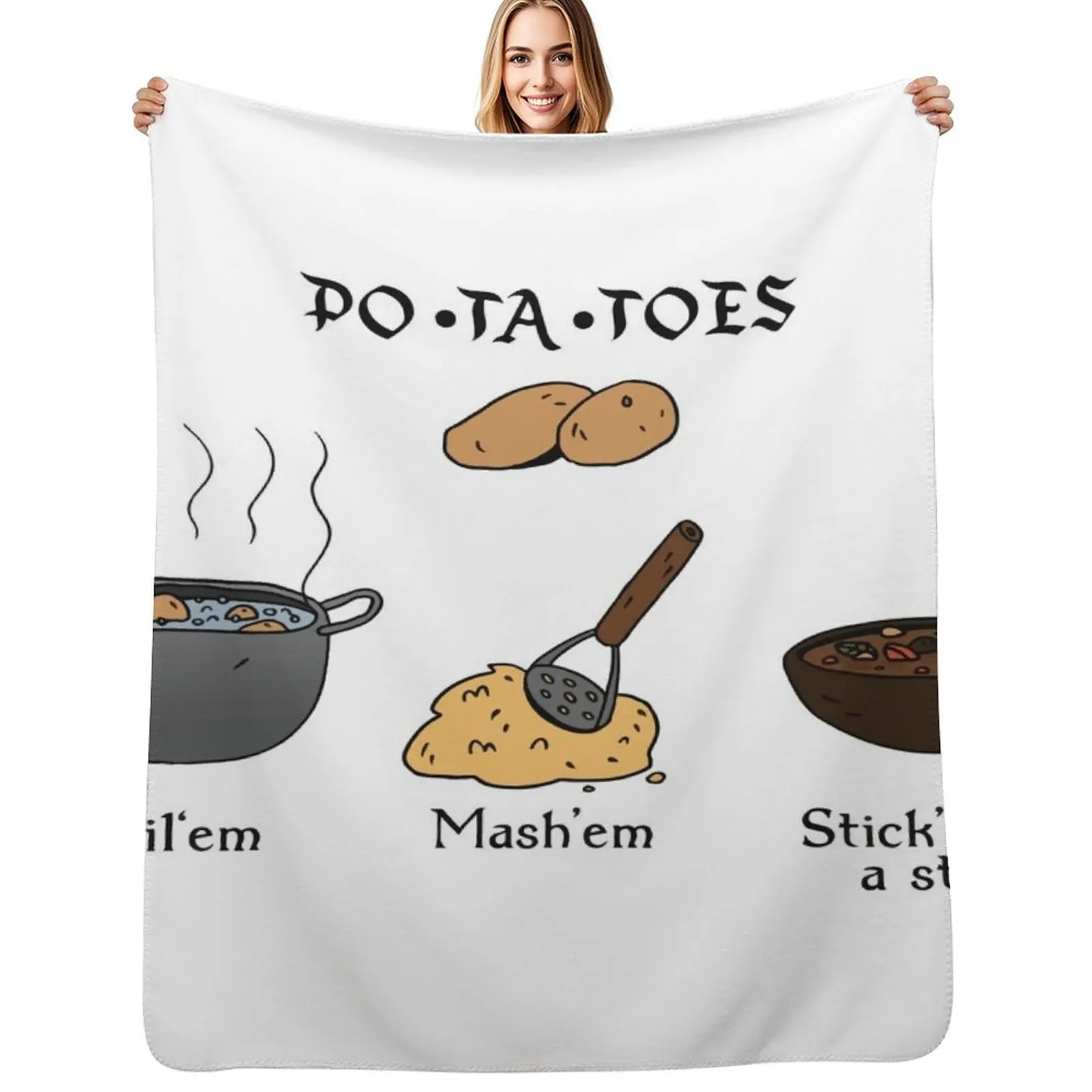 

PO-TA-TOES Throw Blanket Luxurious Soft Blanket Holiday Gift for Family