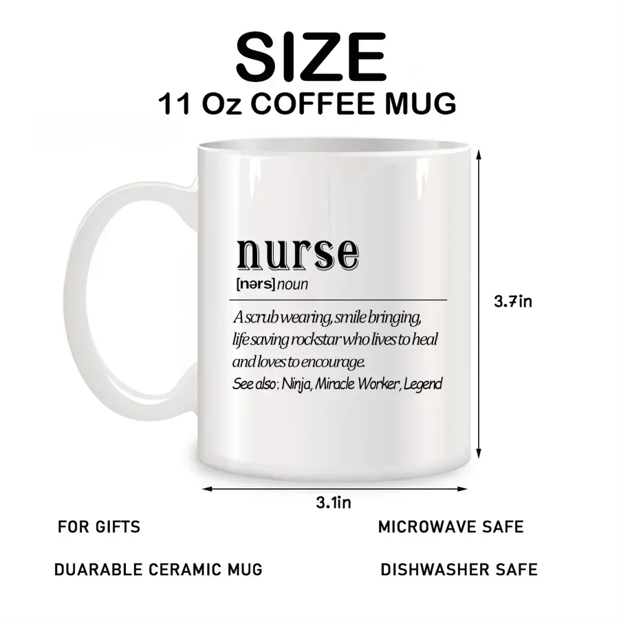 Tazze da infermiera per infermiere da lavoro, regali di compleanno, novità, caffè, tazze da tè in ceramica, bianco 11 oz