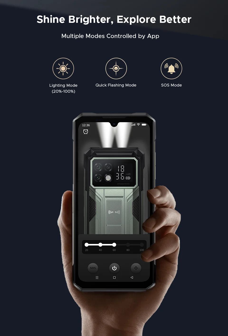 Global Version DOOGEE S200 Max Rugged Phone 16GB 512GB 22000mAh Battery 66W 1.32" Rear Display 6.72” 120Hz Dimensity 7050 NFC