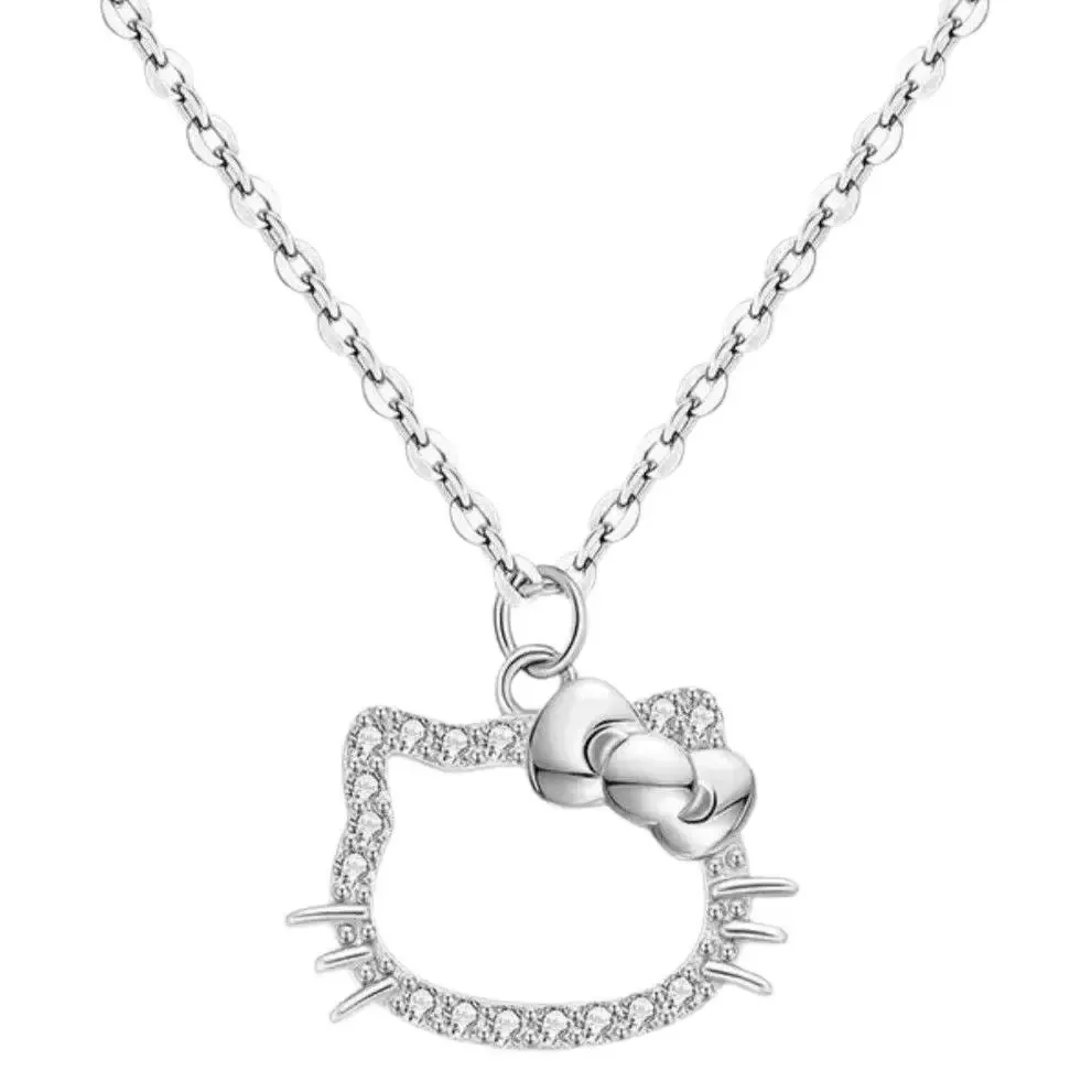 Miniso 誕生日プレゼントキティネックレス女性のための甘くてかわいいペンダント鎖骨チェーン親友のための心のこもったギフト弓