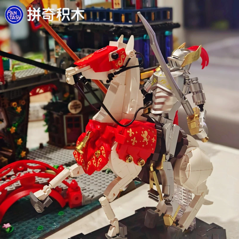 

Pantasy Medieval Knights Assembled Building Blocks Street View Model Cartoon Image Toys Desktop Ornament Decoration Holiday Gift