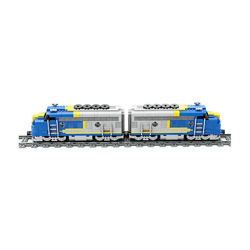 MOC Vintage Classic American Passenger Locomotive Building Blocks Set Streamline Diesel Train Model Adult Collection Gift