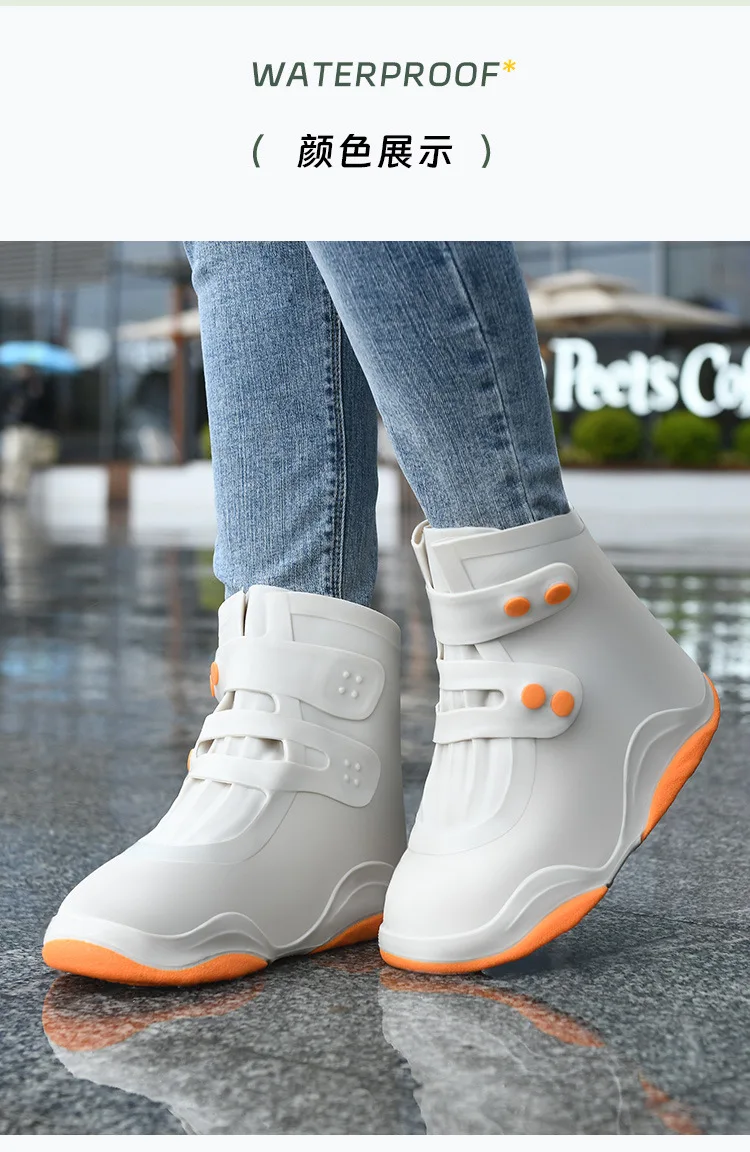 女性用レインブーツ防水靴カバーシリコンレインブーツカバー屋外着用用滑り止め肥厚耐摩耗性大人