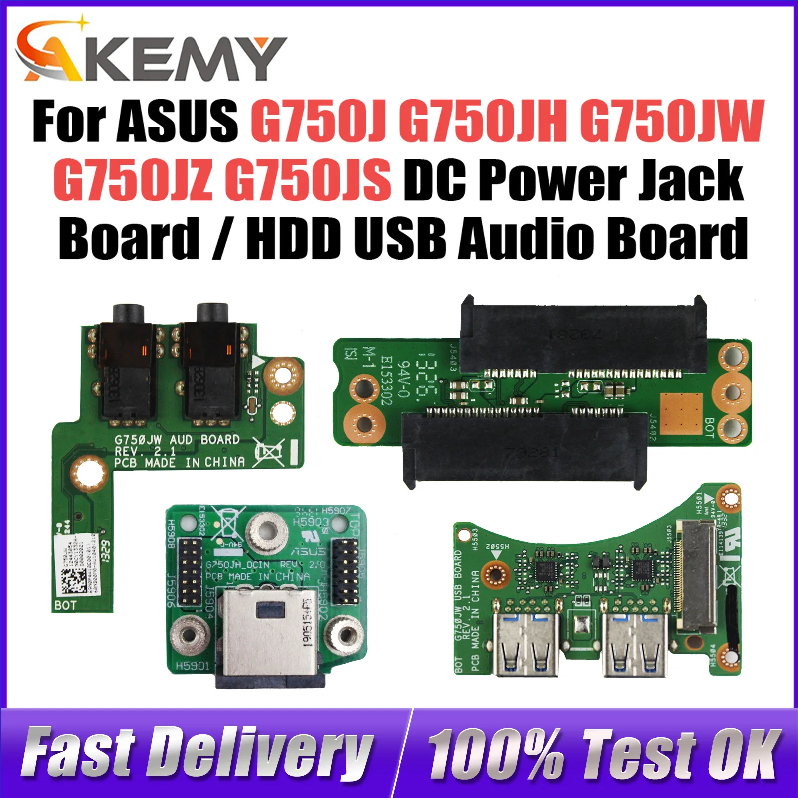 G750J For ASUS ROG G750JH G750JW G750JS G750JZ G750JX G750JM G750JY G750JH DC Power Jack Board or Hard Disk HDD USB audio board