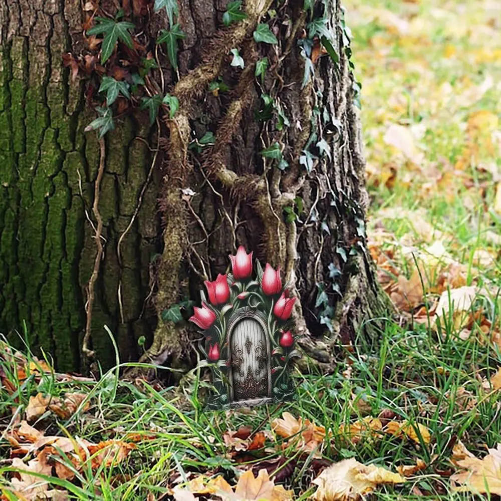 Figurines de porte elfe en bois faites à la main, micro paysage nickel é, artisanat d'Auckland, intensification d'art de porte, décoration de jardin l'inventaire, fenêtres