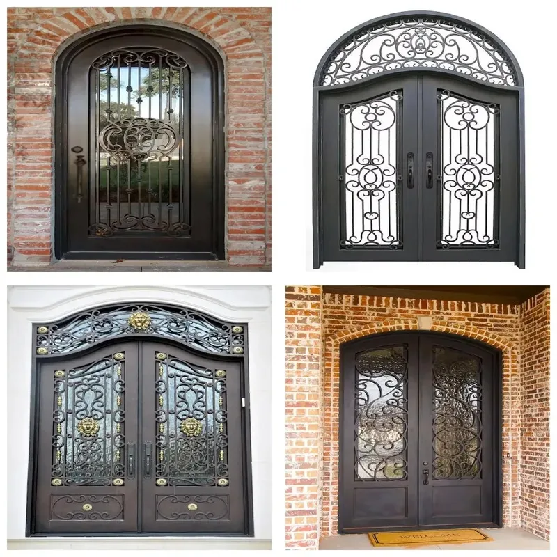 Elegant Wrought Iron Door Custom Courtyard Entrance Gate for Home Villa Garden Security Decorative Metal Front Door Design