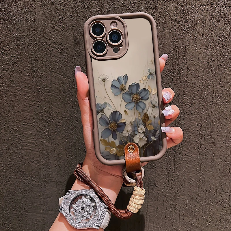 Blaues Blumen-Lanyard-Schlaufen-Handy-Case für Samsung Galaxy Note 20 S24 S22 S23 S25 S26 Plus S24 FE S23 S24 S25 Ultra A56 Hülle – Detail 7