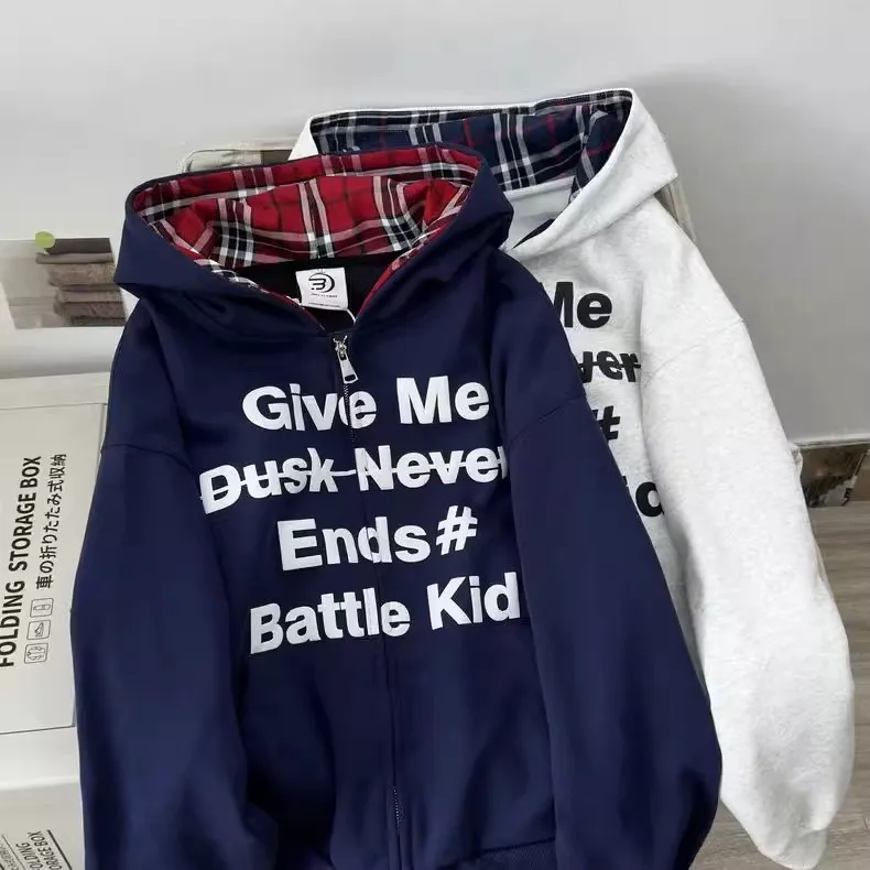 

Мужская ветровка большого размера в корейском стиле, с капюшоном, в клетку, имитация двухслойности, в американском ретро-стиле, для школы