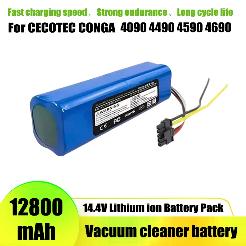 14.4V， Long battery life is more efficient, for CECOTEC CONGA 4090 4690 4490 4590 robot vacuum cleaner battery pack replacement