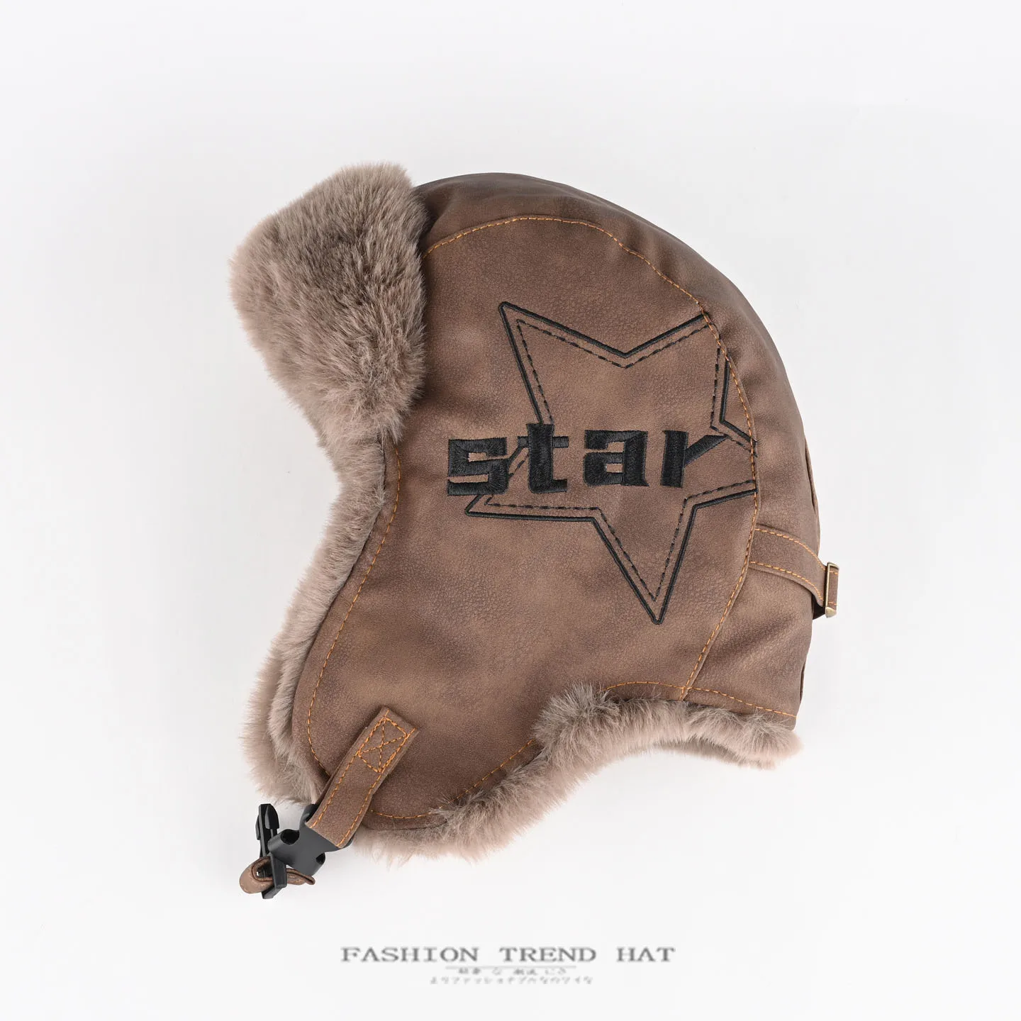 Retro Leather Winter Thick and Warm Padded Ear Protection Cap - Pilot Hat