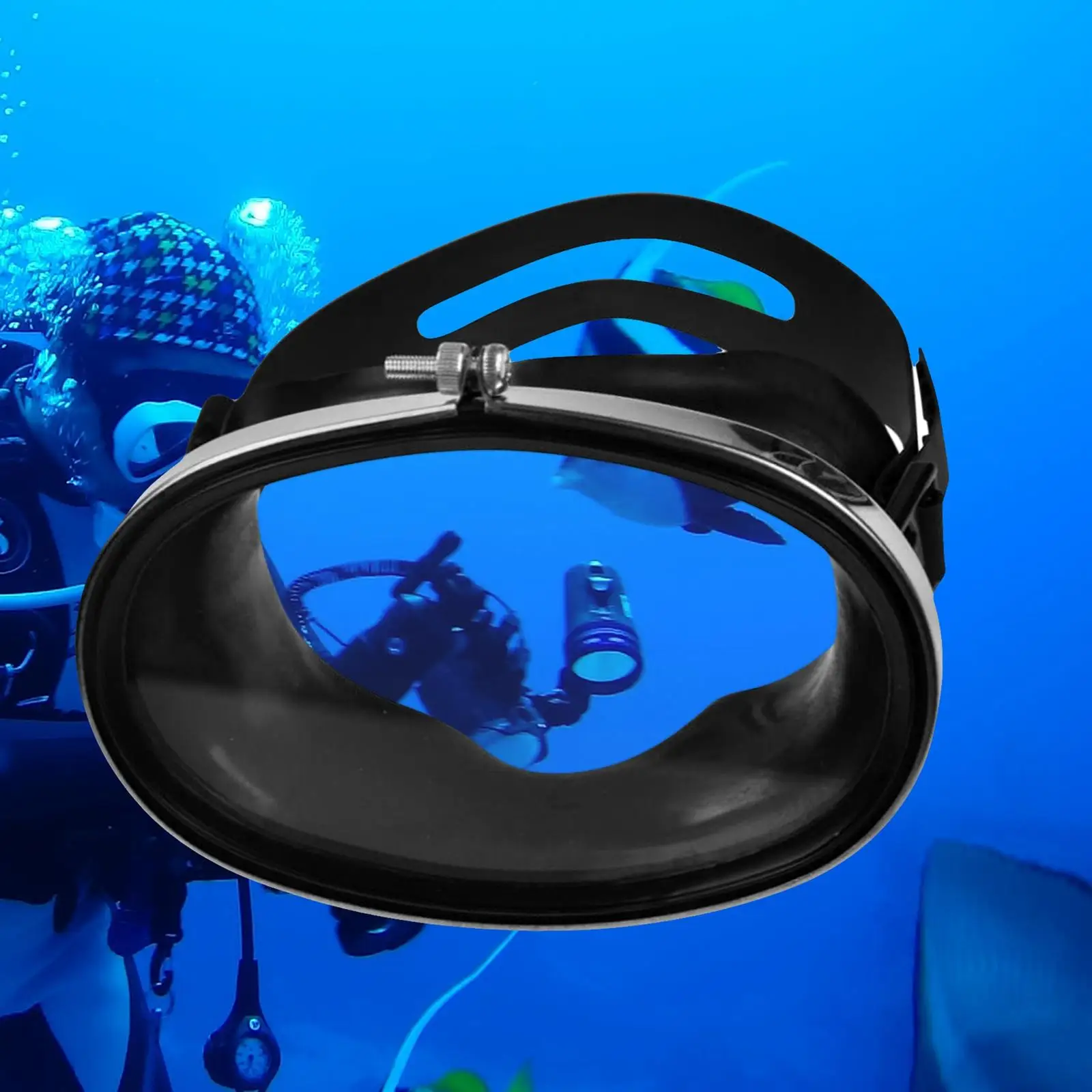 Diving Scuba Diving & Spearfishing Anti-Fog Goggles Glasses with Silic Strap for Adult Black