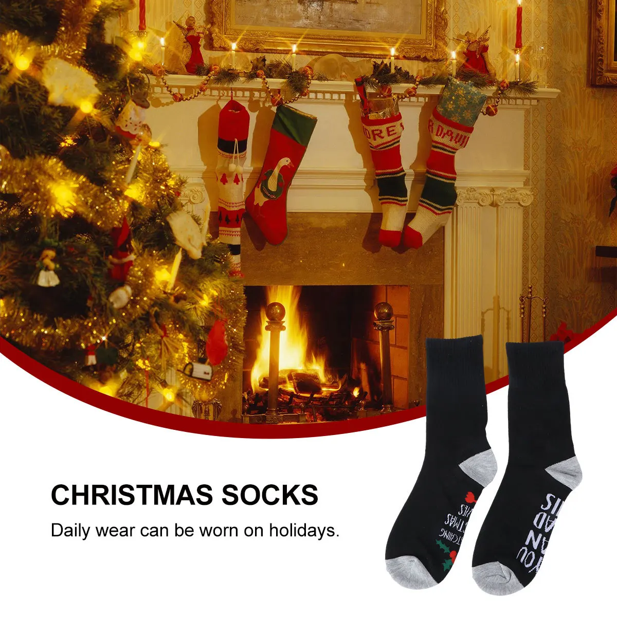 

1Pair Cotton Socks Letter Pattern Soft Breathable Warm Xmas Socks Decoration Casual Party Sports Cotton Stockings