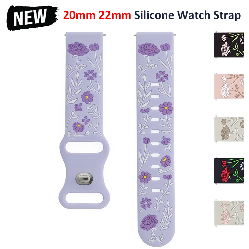 18mm 20mm 22mm Schnitzereien Armband für Samsung Galaxy uhr 7 6 5 4 40MM 44MM Silikon Armband Für Garmin Venu 3/3s/2/2s Für Huawei