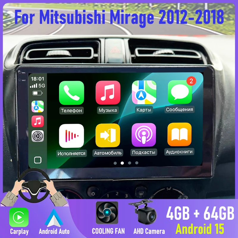 

9'' Android 2Din Car Radio For Mitsubishi Mirage 2012-2018 with Carplay Android Auto GPS Navi FM Multimedia Video Player Stereo