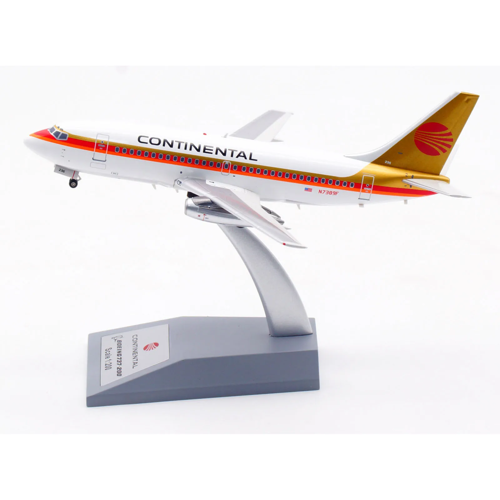 

IF732CO1024 Alloy Collectible Plane Gift INFLIGHT 1:200 Continental Airline Boeing B737-200 Diecast Aircraft Jet Model N7389F