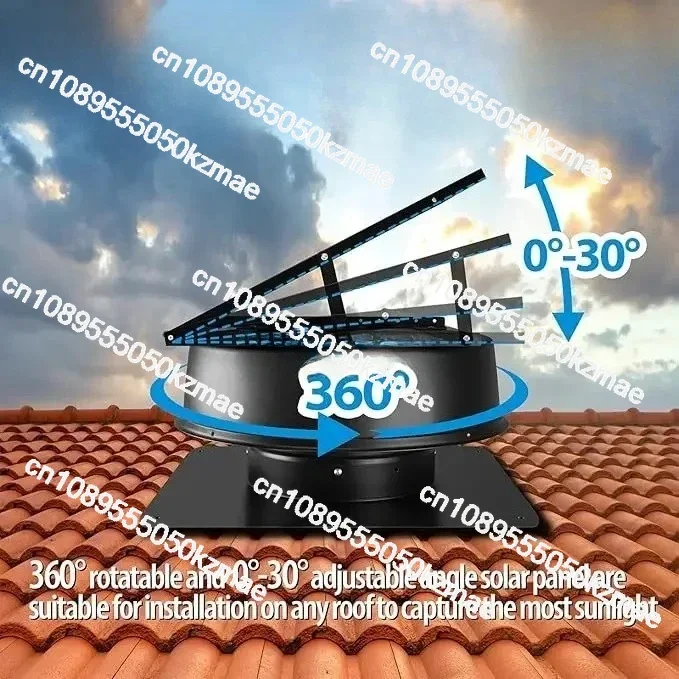Exhaust fan driven by turbine air solar panel, roof fan, HVAC axial rotation