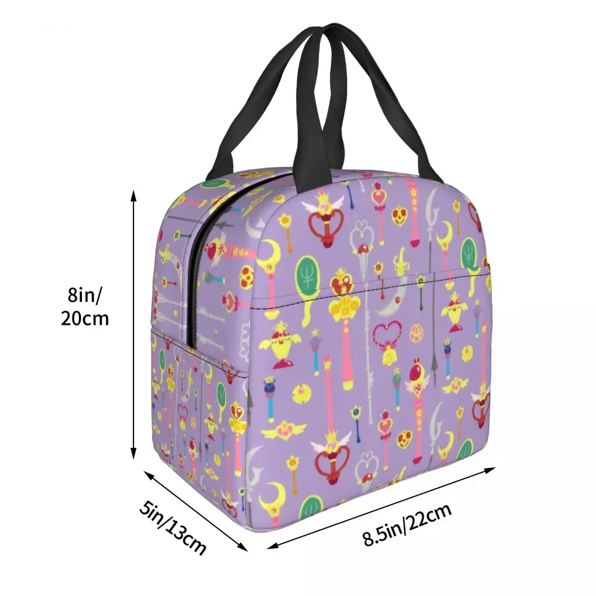 Moon and Magic Stick Lunch Bag Leak-proof Insulated Cooler Thermal Lunch Box for Women Girl Picnic Tote Container with Pocket