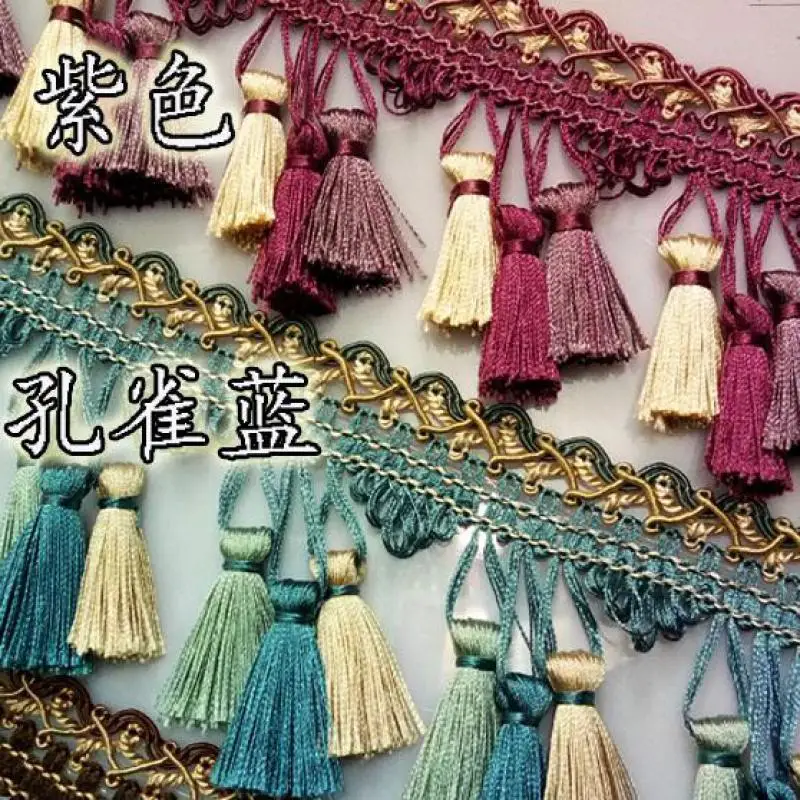 12yards/lot Triplet Shape Curtain Tassels Hanging Ear Crystal Curtain Trim Diy Home Sewing Decorative Accessories Cortina Flecos