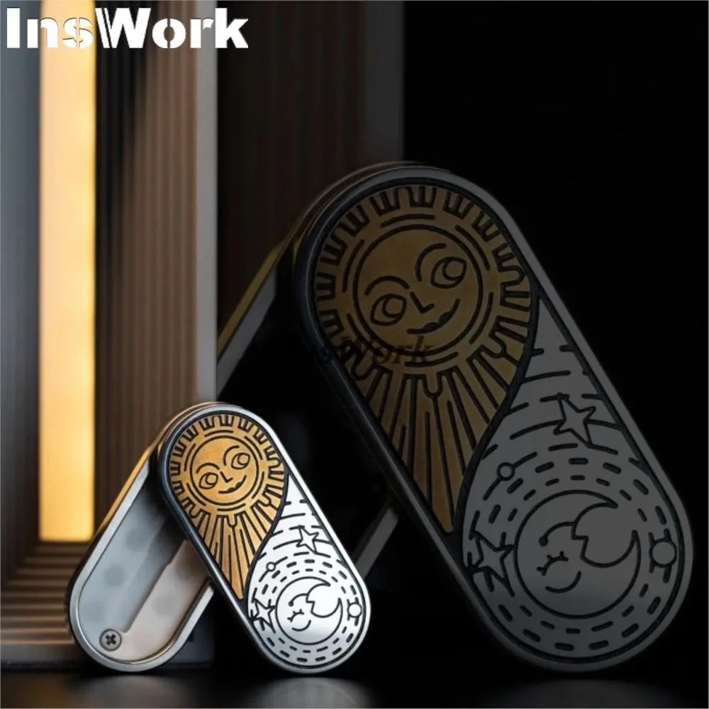 Stock LGEDC Engraved Sun And Moon Push Slider Metal Figet Slider Magnetic Toys Stress Toys