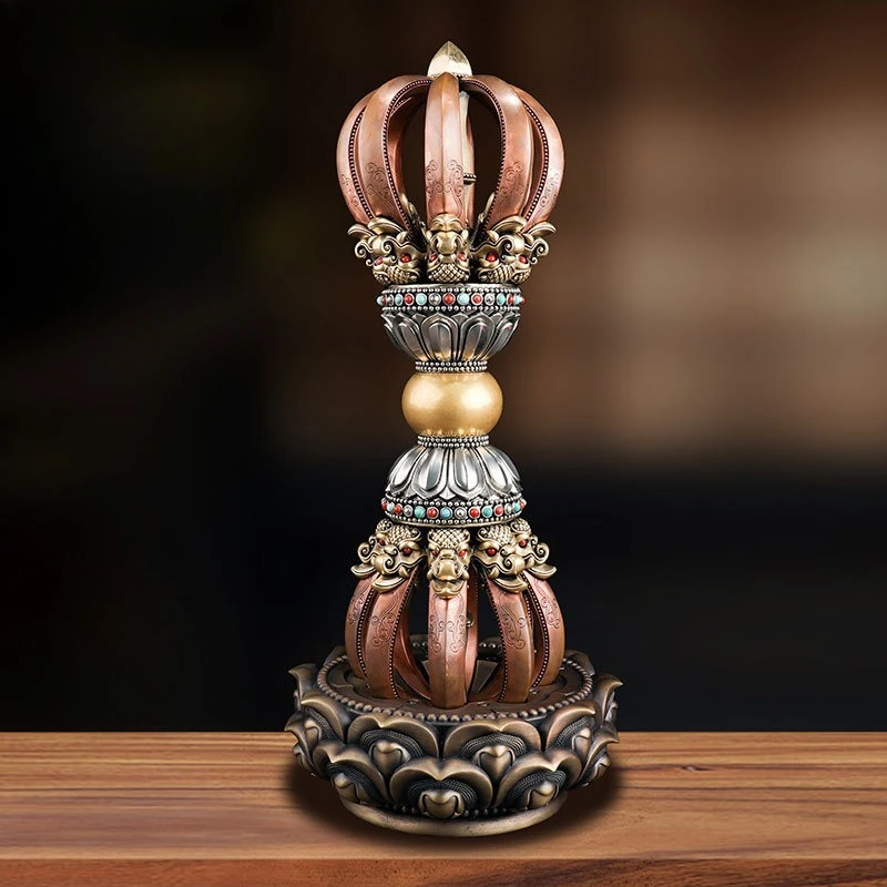 

New model, large pure copper nine-strand rigid bell pestle base two-color ornament