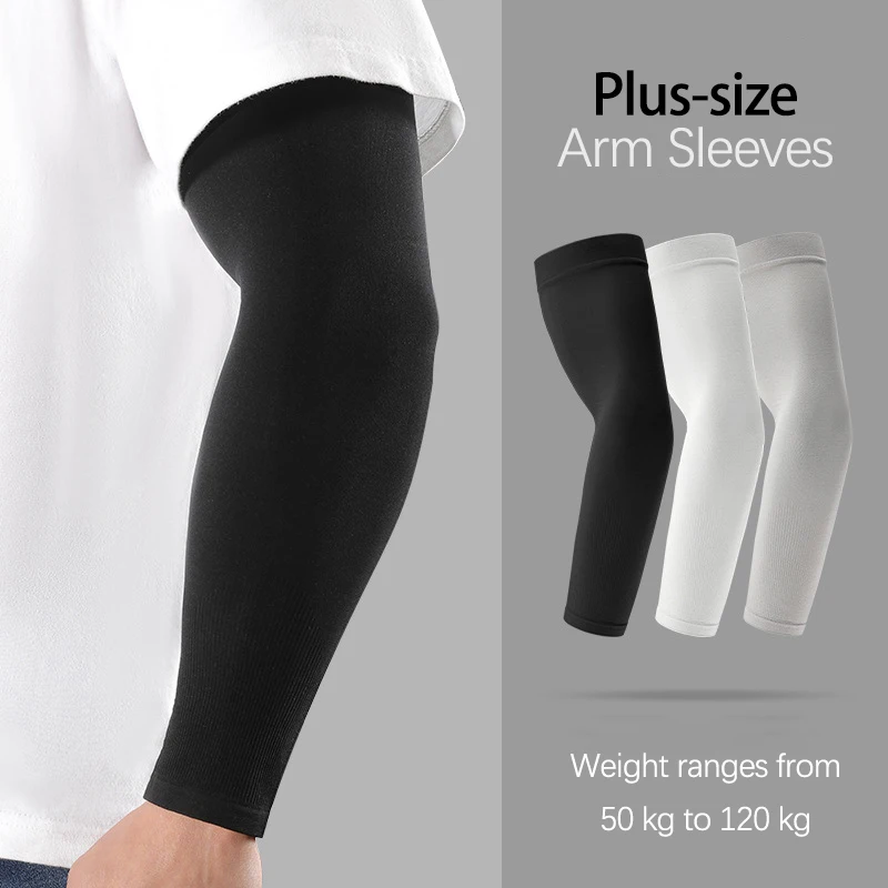 Plus Size Men's Arm Sleeves Cycling UV Protection Cooling Driving Big Size Elastic Breathable Ice Silk Sun Sleeves Outdoor Sport