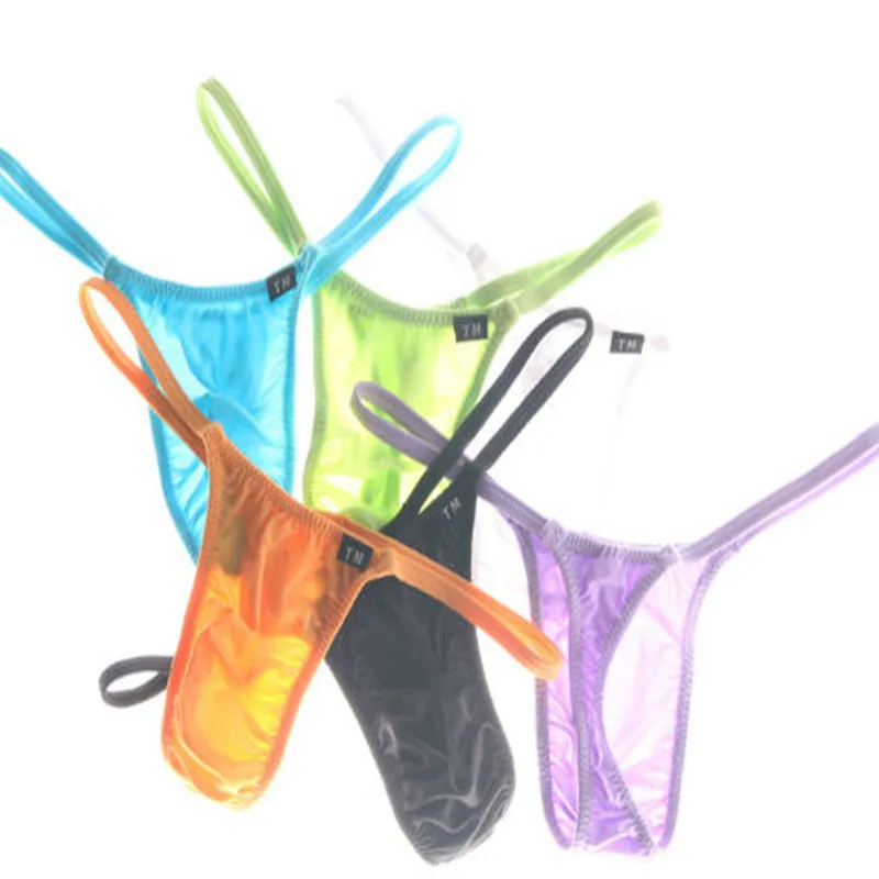 Men's G String Low Rise Nylon Sexy T-back Thong Underwear Breathable Pouch Male Intimate Panties youth u convex pouch underpants