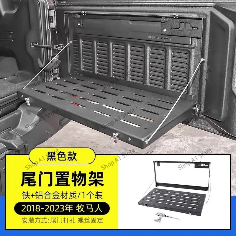 For Land Rover Defender 2020-23 Car Accessories Aluminum Alloy Black Off-Road Travel Car Tailgate Table Back Door Foldable Shelf