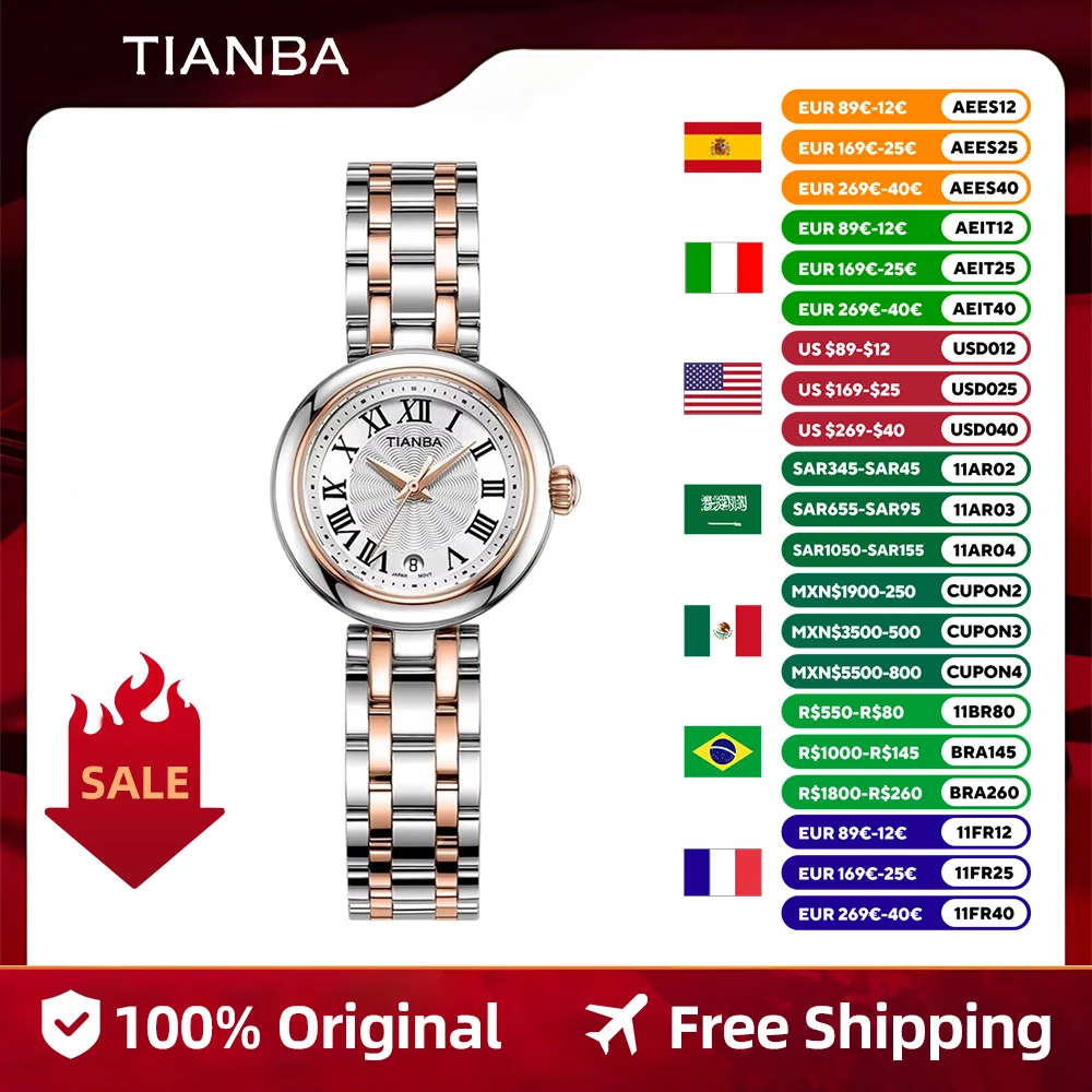 TIANBA watch watch women light luxury small dial calendar simple temperament waterproof quartz wristwatch TL3052