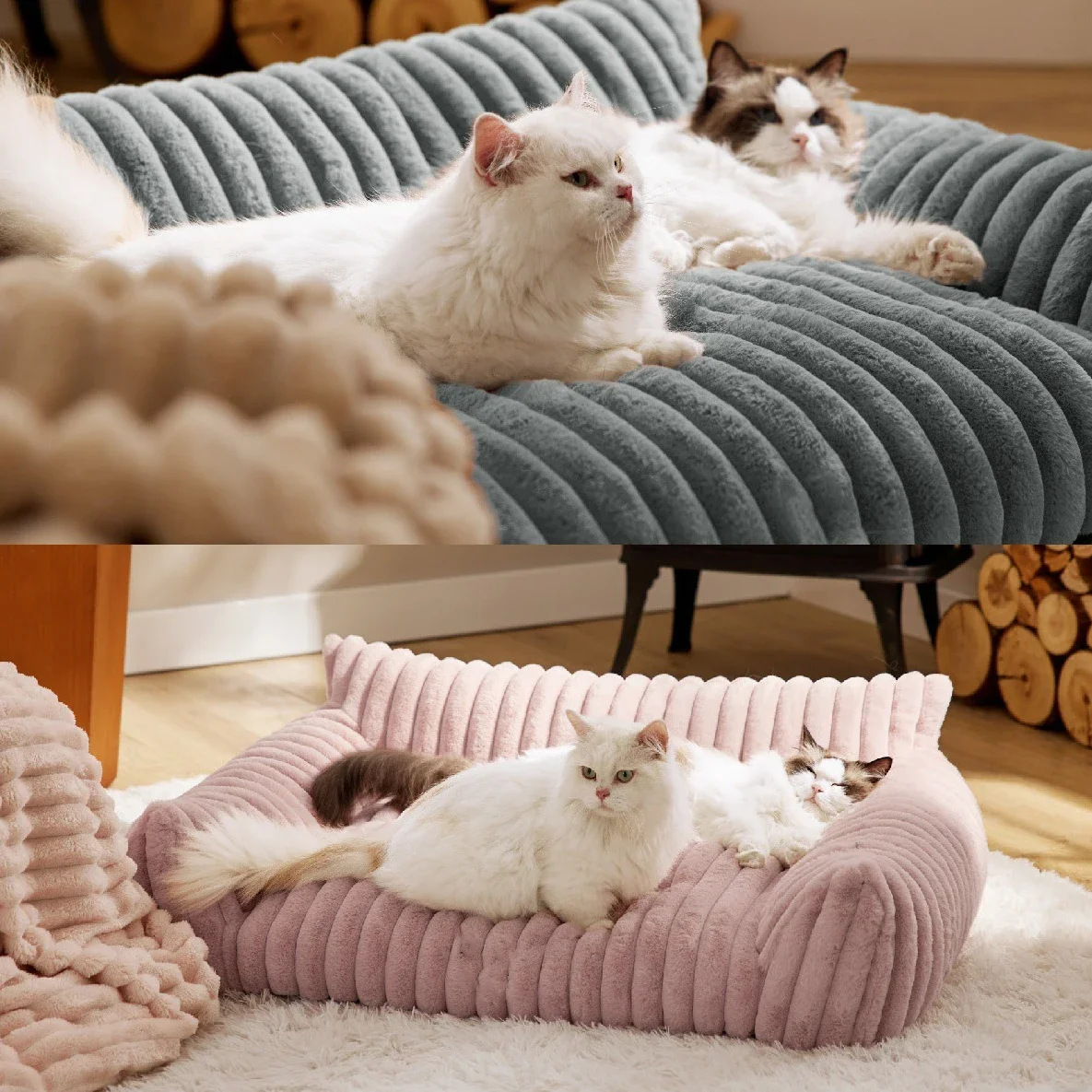 Luxury Cat Bed Sofa Winter Warm Cat Nest Pet Bed for Small Medium Dogs Cats Comfortable Plush Puppy Bed Pet Supplies Winter Beds