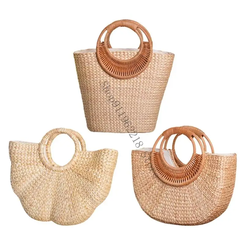 

Women Beach Bag Elegant Top Handle Bag Daily Bag Female Handwoven Straw Bag 066F