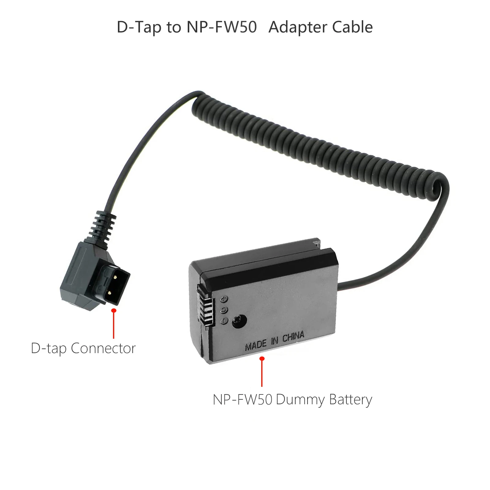 D-tap to AC-PW20 NP-FW50 Dummy Battery Power Adapter For Sony ZV-E10 A7M2 A7II A7S2 A7R A7RII A6000 A6300 A6400 A6500