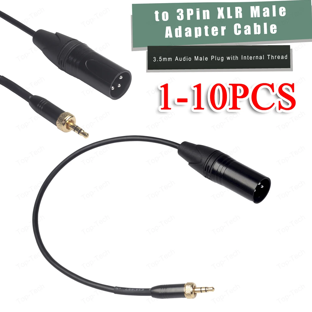 3.5mm Audio Male Plug with Internal Thread to 3Pin XLR Male Adapter Cable for Sony D12/D21 for Sennheiser Wireless Microphones