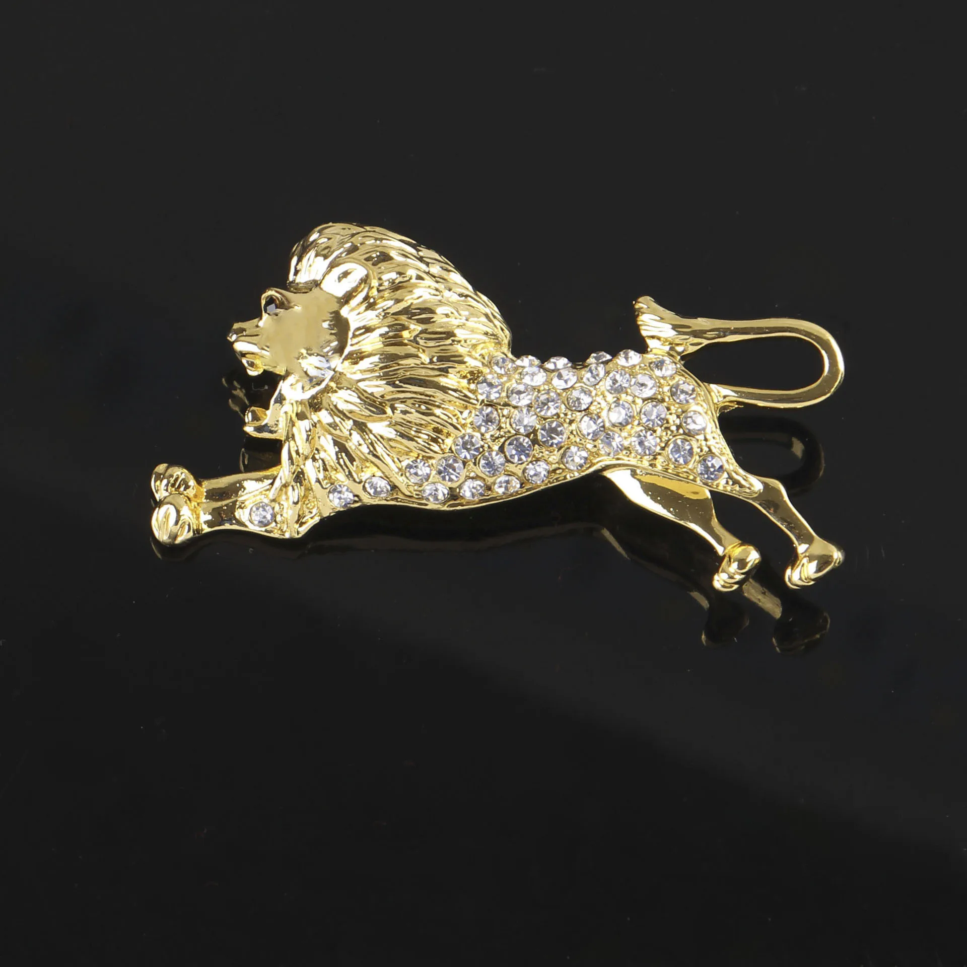 3 Pcs/bag Fashion High-end Diamond-encrusted Majestic Big-head Lion Brooch Collar Needle DIY Clothing Scarf Decoration Supplies