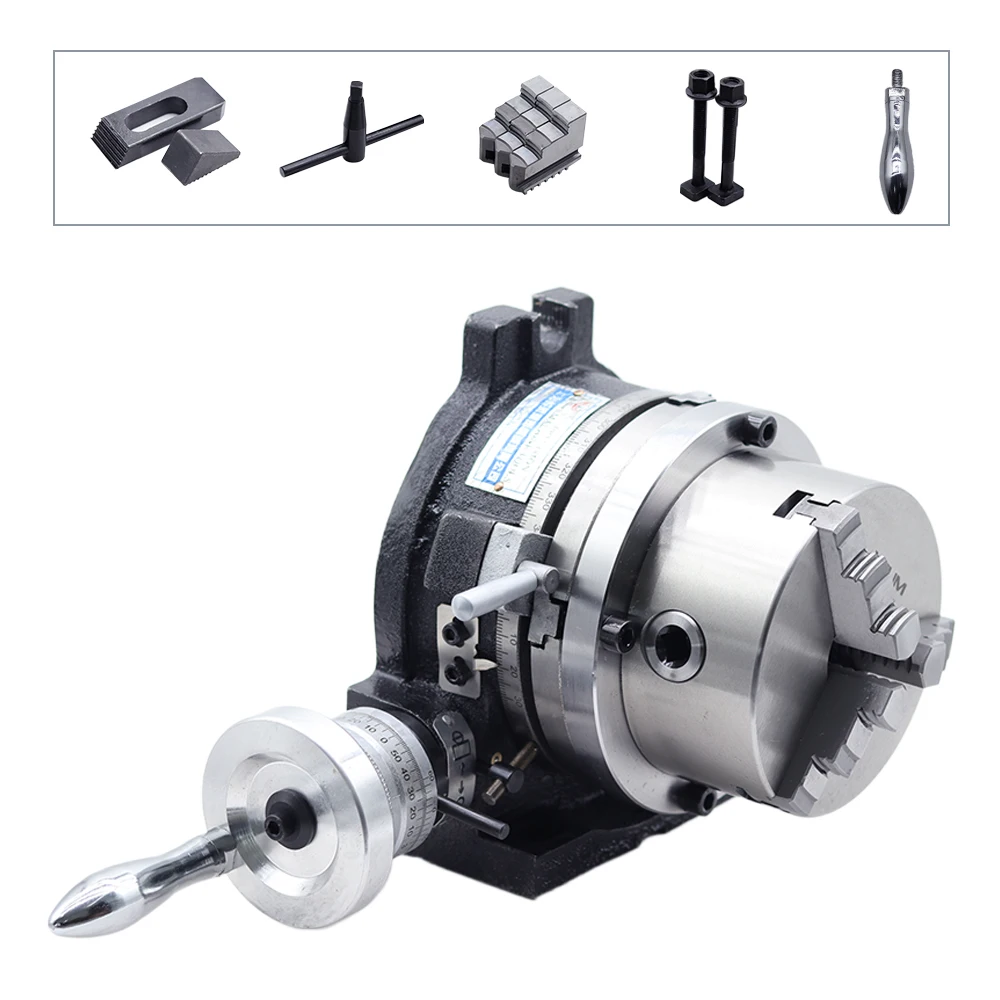 Imagem -03 - Polegada Placa de Indexação Universal Mesa Rotativa 125 Fresadora Chuck de Três Mandíbulas Cabeça de Indexação Indexador Vertical e Horizontal 6
