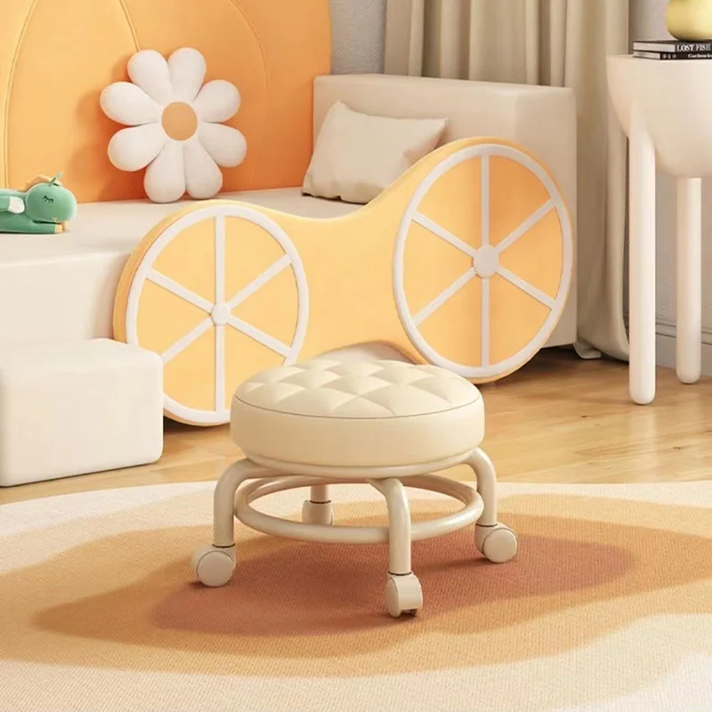 Joylove Household Universal Wheel Beautiful Seam Stool With Wheel Rotating Low Stool Manicure Foot Stool Pulley Walking Stool