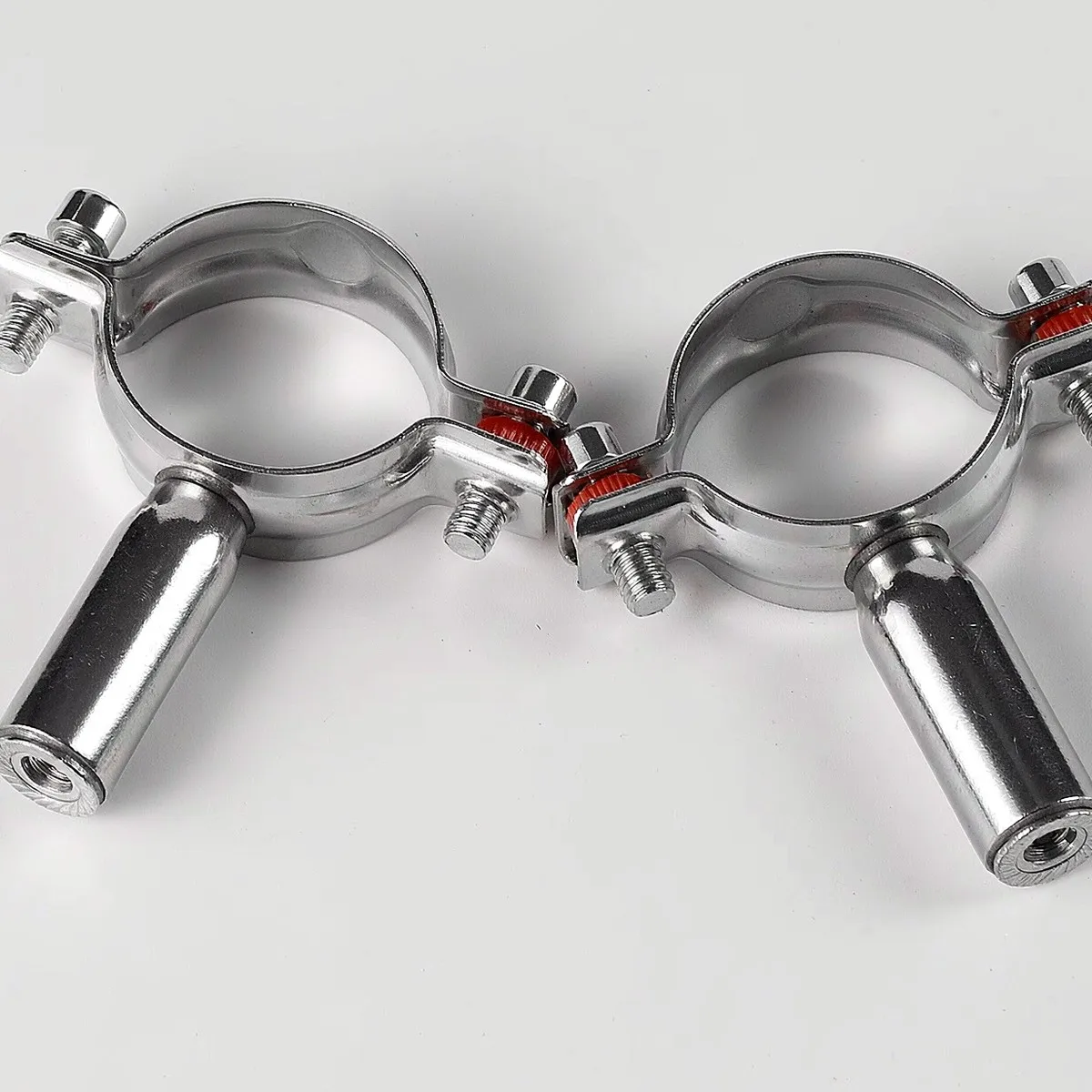 304 Stainless Steel Female Threaded Pipe Clamp Bracket Cross Bar Holder Two Hole Bar Holder Clamp for Staircase Railing Handrail