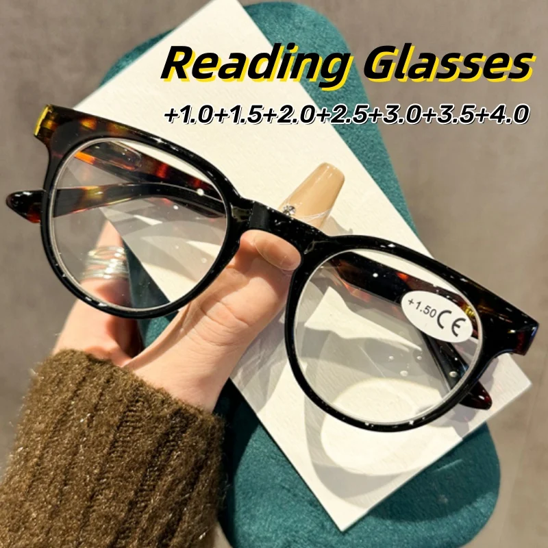 

Versatile Elegant Small Round Frame Unisex Reading Glasses HD Clear Lens Blue Light Blocking Far Sight Eyeglasses +1.0 To +4.0
