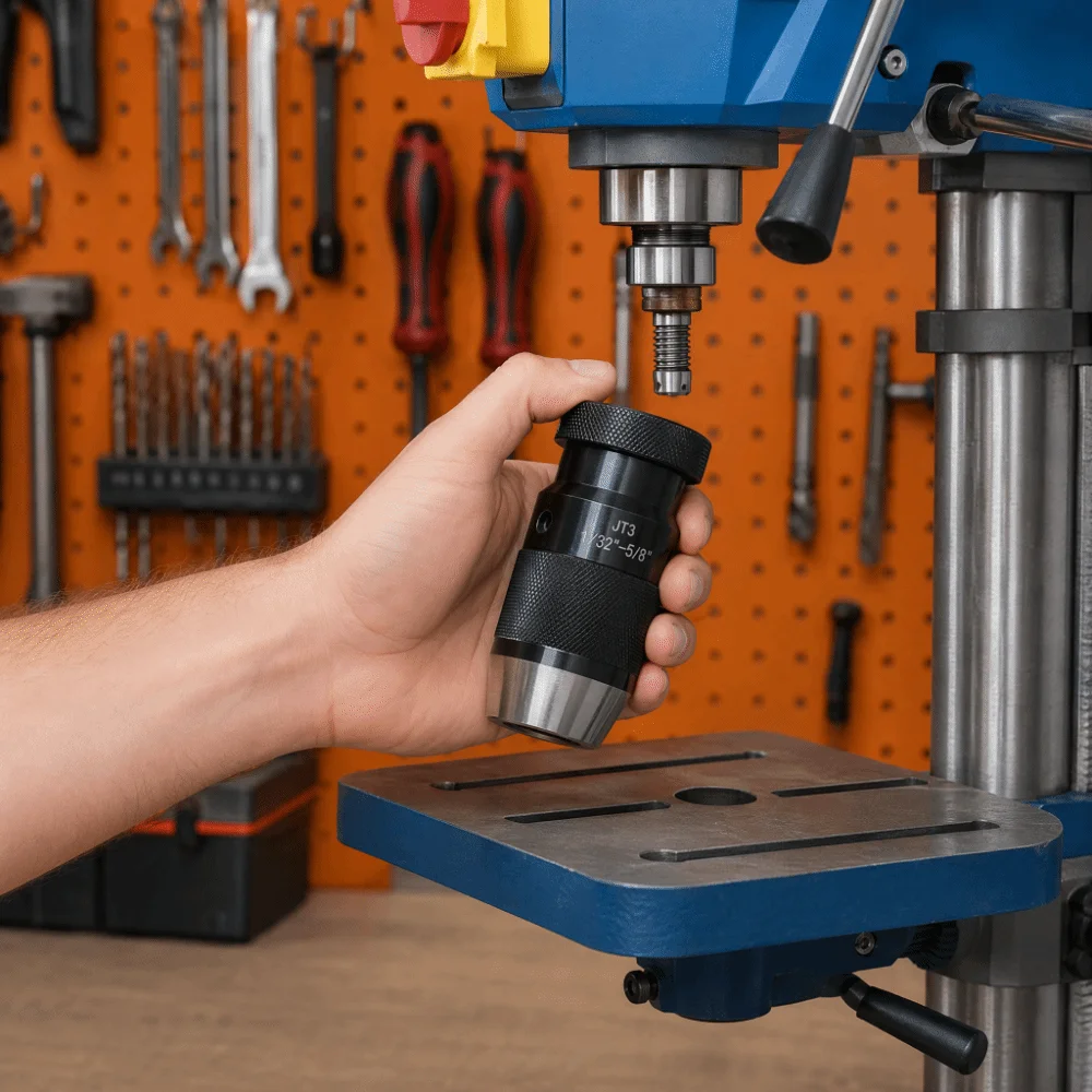 JT3 Mount Self-Tightening Drill Chuck Taper Hole Connection Super Heavy Duty Drill Press Chuck Keyless Mechanism