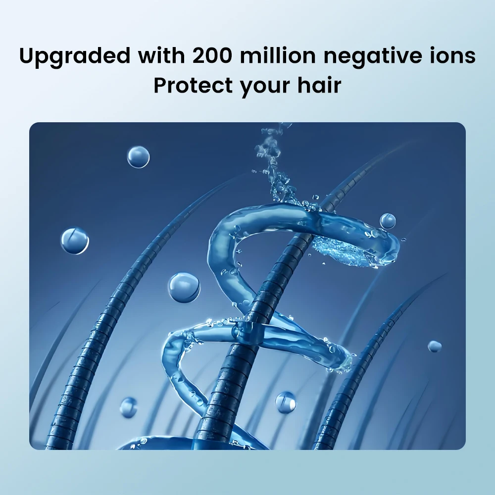 Secador de cabelo inteligente com alteração quente e fria, íon negativo, cuidados com os cabelos, tecnologia preta, baixo ruído, bico de ar de camada dupla