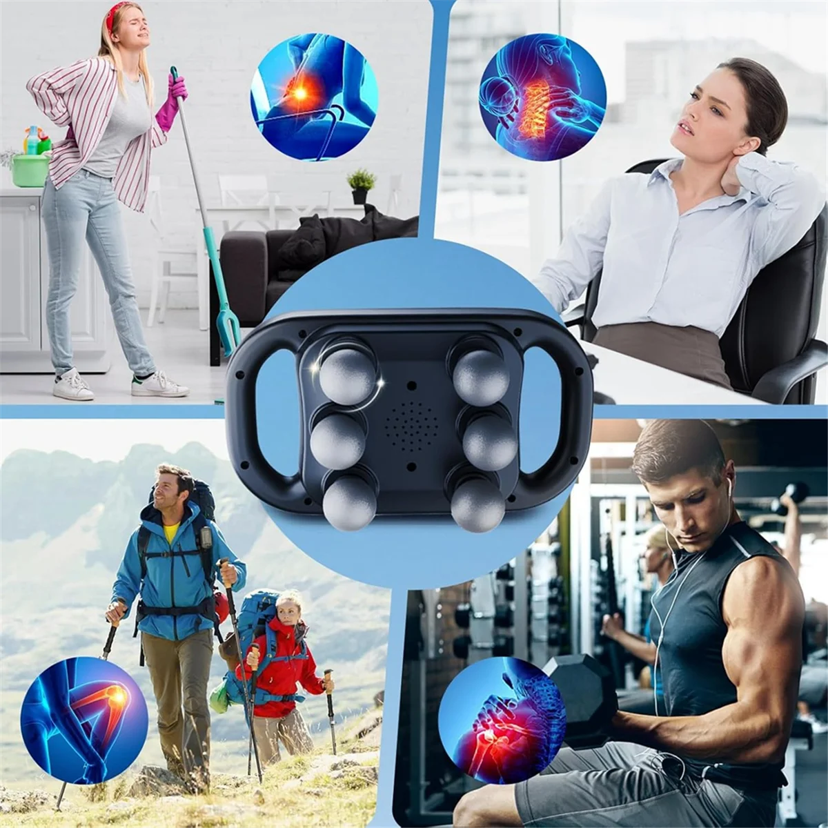 

【2025-Electronics】{Massage Gun Percussion Electric Massager Gun Deep Tissue 6-Head Handheld Pulse Fascia Gun Tool